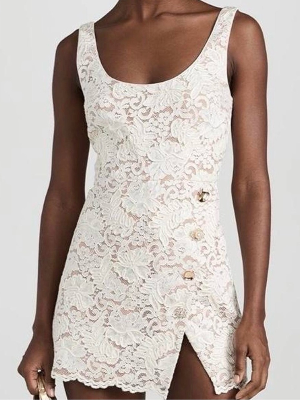 Self Portrait Women’s Cream Lace Scoop Neck Mini Dress